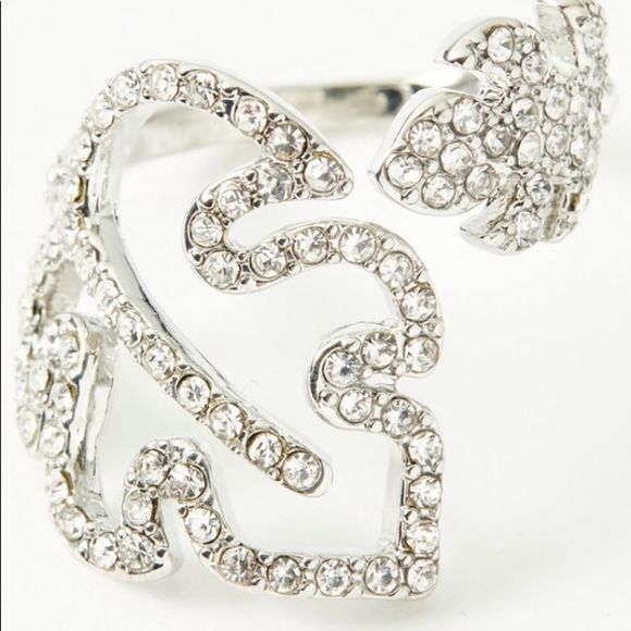 Rhinestone Crystal Palm Bypass Ring - Picture 3 of 5